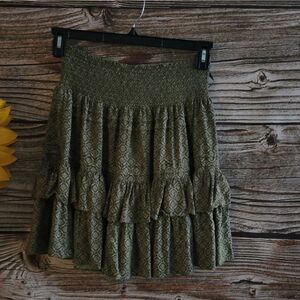Lauren Ralph Lauren Women's layered Ruffle olive green mini Pre-owned